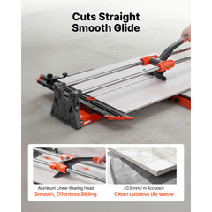 1000 mm Manual Tile Cutter, Upgraded Sliding Head Cutting Tool with Spring-Loaded Base, Angle Fence, Tungsten Carbide Cutting Wheel, Alignment Guide, for DIY Pros, Ceramic, Floor & Wall Tiles