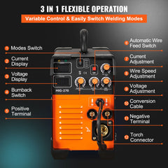 Mig Welder Welding Machine MIG-270 MIG MMA TIG IGBT DC Inverter Welder Digital Display
