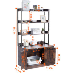 Cat Litter Box Enclosure Wooden Litter Box Furniture Hidden with 3 Shelves