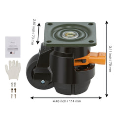 Leveling Casters, Set of 4, 500 kg Total Load Capacity, 50.8 mm, Heavy Duty with Upgraded Handle Design, 360 Degree Swivel Caster Wheels, Adjustable Casters with Feet for Workbench, Machine