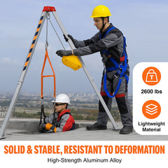 Confined Space Tripod Kit, 2600 lbs Winch, Confined Space Tripod 8' Legs and 98' Cable, Confined Space Rescue Tripod 32.8' Fall Protection, Harness, Storage Bag for Traditional Confined Spaces