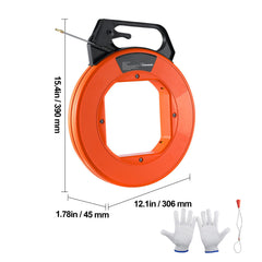 Fish Tape, 100 ft, 3/16-inch, Fiberglass Wire Puller with Optimized Housing and Handle, Easy-to-Use Cable Puller Tool, Flexible Wire Fishing Tools for Wall and Electrical Conduit, Non-Conductive