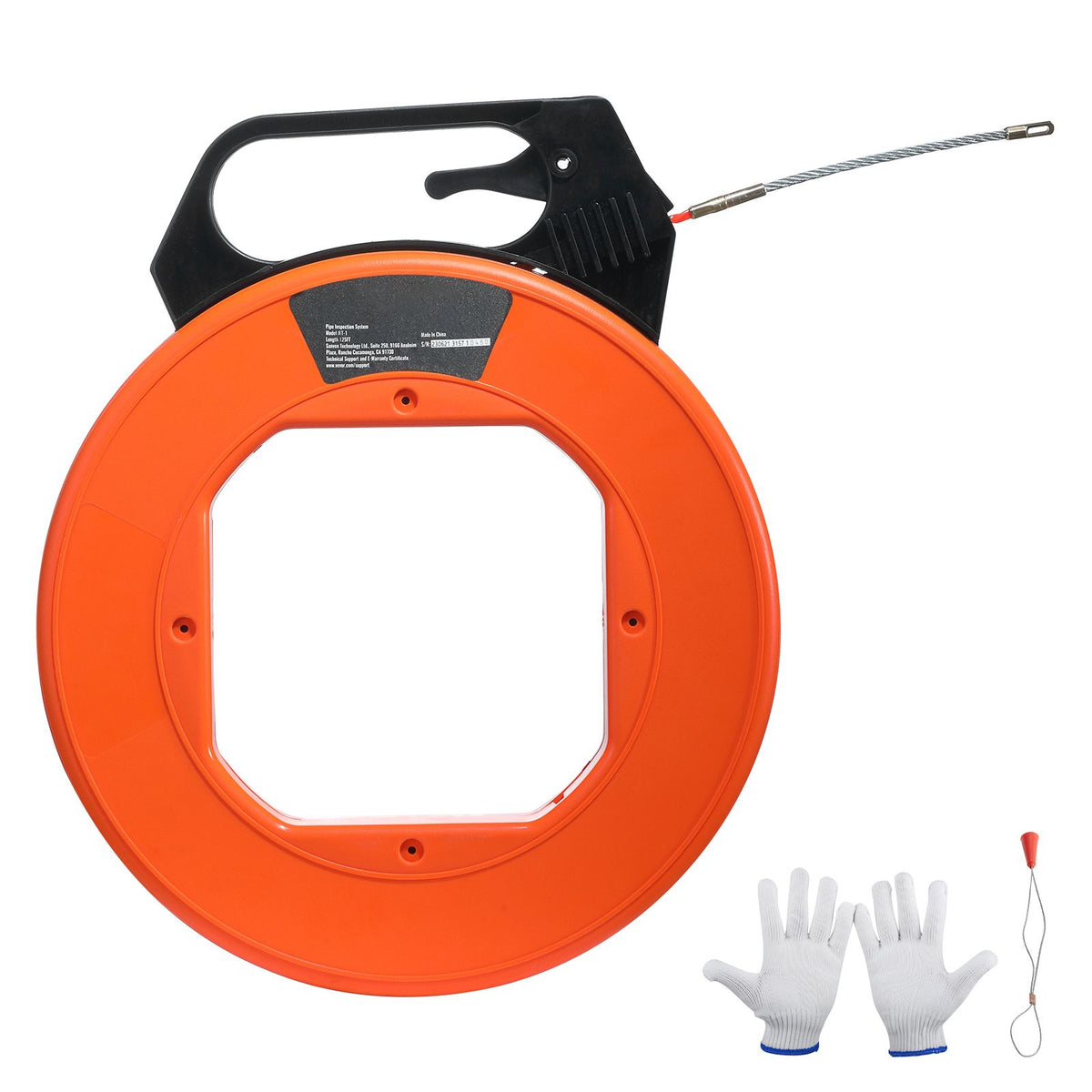 Fish Tape, 38.1 m Length, 4.5 mm, PET Wire Puller with Optimized Housing and Handle, Easy-to-Use Cable Puller Tool, Flexible Wire Fishing Tools for Walls and Electrical Conduit, Non-Conductive