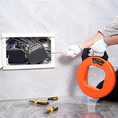 VEVOR Fish Tape, 38.1 m Length, 4.5 mm, PET Wire Puller with Optimized Housing and Handle, Easy-to-Use Cable Puller Tool, Flexible Wire Fishing Tools for Walls and Electrical Conduit, Non-Conductive