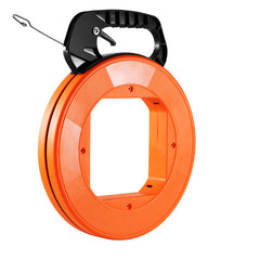 Fish Tape, 36.58 m, 3 mm, Steel Wire Puller with Optimized Housing and Handle, Easy-to-Use Cable Puller Tool, Flexible Wire Fishing Tools for Walls and Electrical Conduit, Non-Conductive