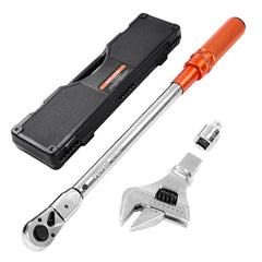 Adjustable Click Torque Wrench, 1/2 Inch Drive, 20-160 lbf-ft/27.1-216.8 N.m, Dual-direction and Dual Range Scales, 72-Tooth, ±2% Precision, with Adapter Interchangeable Jaw and Ratchet Head