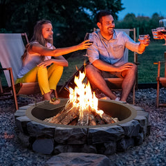 Fire Pit Ring, Fire Pit Insert with Barbecue Fire Ring, 40-In Outer/36-In Inner Diameter, 8.5in Height, Carbon Steel Liner DIY Campfire Ring above/In-Ground, for Outdoor Camping, Bonfires