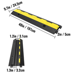 Cable Protector Ramp, 5 Packs 2 Channels Speed Bump Hump, Rubber Modular Speed Bump Rated 11000 LBS Load Capacity, Protective Wire Cord Ramp Driveway Rubber Traffic Speed Bumps Cable Protector