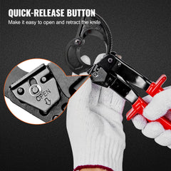 Ratcheting Cable Cutter, 250mm Ratchet Wire and Cable Cutter, Cut up to 240 mm², with Comfortable Grip Handles, Easy to Use Quick-Release Lever, Silicon-Manganese Spring Steel Blade