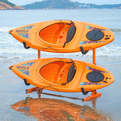 Freestanding Kayak Storage Rack, Kayak Stand for 4 Kayak Canoe Paddleboard, Heavy-duty Steel Kayak Hanger Holder with Padded Arms and Adjustable Width, 100 kg Max Load, for Indoor Outdoor Garage