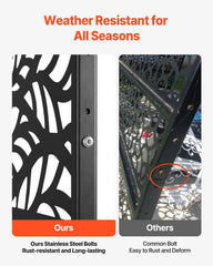 Metal Privacy Screen, 47" W x 72" H, Outdoor Privacy Screens & Panels, Freestanding Outdoor Divider with Stand, 3-Panel Decorative Garden Steel Privacy Fence for Balcony Patio Indoor Room Black