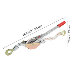 Rope Puller, 3/4 Ton Pulling Capacity, with 30.48 m of 15 mm dia. Rope, 2 Hook, Come Along Winch, Heavy Duty Ratchet Power Puller Tool for Moving Boats, Securing Items, Transporting Logs