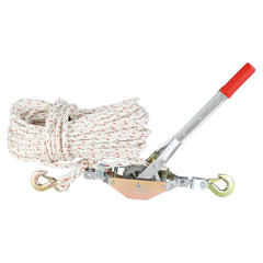 Rope Puller, 3/4 Ton Pulling Capacity, with 30.48 m of 15 mm dia. Rope, 2 Hook, Come Along Winch, Heavy Duty Ratchet Power Puller Tool for Moving Boats, Securing Items, Transporting Logs