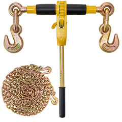 Ratchet Chain Binder, 5/16"-3/8" Heavy Duty Load Binders with G80 Chains, 7100 lbs Secure Load Limit, Labor-saving Anti-skid Handle, Tie Down Hauling Chain Binders for Flatbed Truck Trailer, 2 P