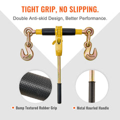 Ratchet Chain Binder, 5/16"-3/8" Heavy Duty Load Binders with G80 Chains, 7100 lbs Secure Load Limit, Labor-saving Anti-skid Handle, Tie Down Hauling Chain Binders for Flatbed Truck Trailer, 2 P