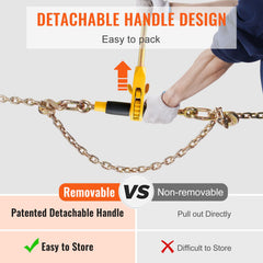 Ratchet Chain Binder, 5/16"-3/8" Heavy Duty Load Binders with G80 Chains, 7100 lbs Secure Load Limit, Labor-saving Anti-skid Handle, Tie Down Hauling Chain Binders for Flatbed Truck Trailer, 2 P