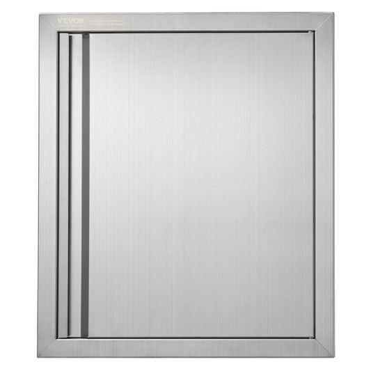 BBQ Access Door, 457x533 mm Single Outdoor Kitchen Door, Stainless Steel Flush Mount Door, Wall Vertical Door with Recessed Handle, for BBQ Island, Grilling Station, Outside Cabinet