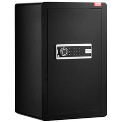 Single Door 3.5 cu.ft Safe Box with Key Lock & Password, Safe Lock Box with Fireproof Bag, Key Rack, LED Light, and 2 Shelves for Money, Documents, Jewelry, and Valuables, Black