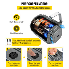 Flex Shaft Grinder Rotary Tool 780W 6.5mm Chuck w/ Foot Pedal 45 Accessory