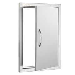 BBQ Access Door, 432x610 mm Single Outdoor Kitchen Door, Stainless Steel Flush Mount Door, Wall Vertical Door with Handle, for BBQ Island, Grilling Station, Outside Cabinet