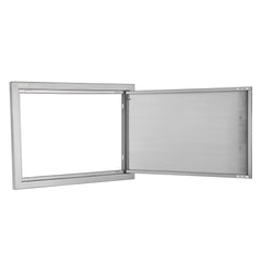 BBQ Access Door, 610x432 mm Single Outdoor Kitchen Door, Stainless Steel Flush Mount Door, Wall Vertical Door with Handle, for BBQ Island, Grilling Station, Outside Cabinet
