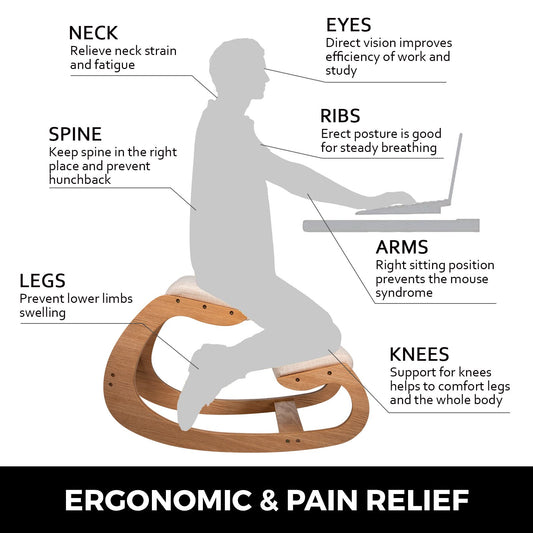 Ergonomic Kneeling Chair Heavy Duty Better Posture Kneeling Stool Office Chair Home for Body Shaping Relieveing Stress Meditation Desk Computer Kneeling Stool Chair