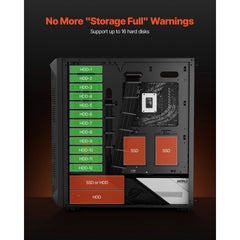 PC Gaming Case, Mid-Tower, Computer Case with High-Airflow Tempered Glass Panel, Dust Filter, 4 x 120 mm Fans, Cable Management, for GPU up to 270 mm in Length, Compatible with ATX/M-ATX/ITX