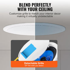 2 PCs 203.2 mm in Ceiling Speakers, 50-Watts, Flush Mount Ceiling & in-Wall Speakers System with Impedance 89dB Sensitivity, for Home Kitchen Living Room Bedroom or Covered Outdoor Porches