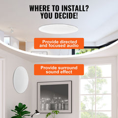 2 PCs 203.2 mm in Ceiling Speakers, 50-Watts, Flush Mount Ceiling & in-Wall Speakers System with Impedance 89dB Sensitivity, for Home Kitchen Living Room Bedroom or Covered Outdoor Porches