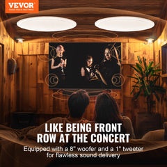 2 PCs 203.2 mm in Ceiling Speakers, 50-Watts, Flush Mount Ceiling & in-Wall Speakers System with Impedance 89dB Sensitivity, for Home Kitchen Living Room Bedroom or Covered Outdoor Porches