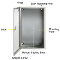NEMA Steel Enclosure, 20 x 12 x 10\'\' NEMA 4X Steel Electrical Box, IP66 Waterproof & Dustproof, Outdoor/Indoor Electrical Junction Box, with Mounting Plate
