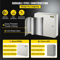 NEMA Steel Enclosure, 20 x 20 x 6\'\' NEMA 4X Steel Electrical Box, IP66 Waterproof & Dustproof, Outdoor/Indoor Electrical Junction Box, with Mounting Plate