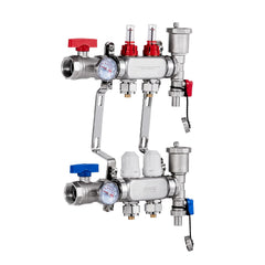 2-Branch Radiant Heat Manifold, 1/2" PEX Tubing Manifold, Stainless Steel PEX Manifold for Hydronic Radiant Floor Heating, Radiant Heat PEX Manifold Kit with 1/2" Adapters Included