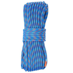 10.2mm Dynamic Climbing Rope, 50M(164ft) Outdoor Rock Climbing Rope 25KN Breaking Tension, Stretchable Fiber Rope with Steel Snap Hooks for Escape, Rappelling, Fire Rescue, Blue