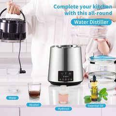 4L Water Distiller Distilled Water Maker 1 L/H w/ Timing Dual-Temp Silver