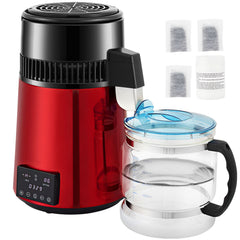 4L Water Distiller Distilled Water Maker 1 L/H w/ Timing Dual Temp Red