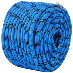 12.7mm Static Climbing Rope, 45.7M(150ft) Outdoor Rock Climbing Rope 30KN Breaking Tension, Fiber Rope with Steel Snap Hooks for Escape, Rappelling, Fire Rescue, Blue