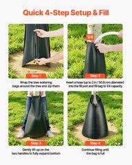 75.7 L Tree Watering Bags, 4 Pack 3-4 Hours Slow Release Gator Bags for Trees, Heavy Duty PE Tree Drip Irrigation Bag with Zipper, Durable & Reusable Deep Root Shrub Watering Bag