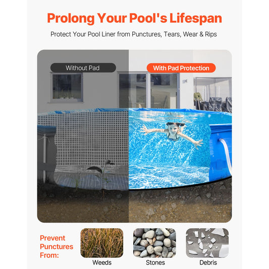 21ft Round Pool Liner Pad, Pool Liner Pad for Above Ground Swimming Pools, Extra-Thick Pool Mat, Prevents Punctures, Recycled Geotextile Material Underlayment Pad, Extend Liner Life
