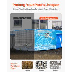 21ft Round Pool Liner Pad, Pool Liner Pad for Above Ground Swimming Pools, Extra-Thick Pool Mat, Prevents Punctures, Recycled Geotextile Material Underlayment Pad, Extend Liner Life