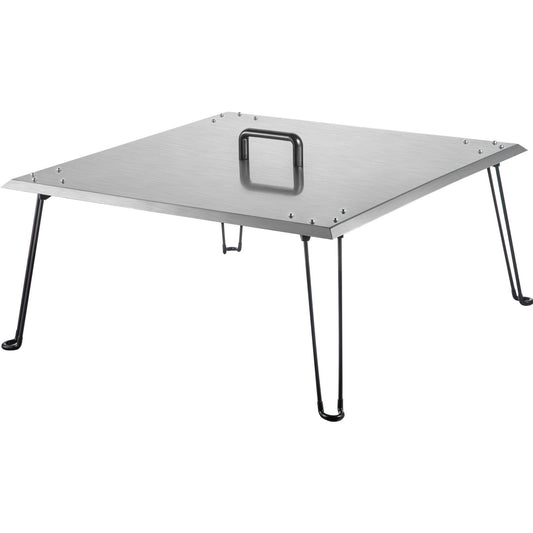 Fire Pit Heat Deflector Fire Pit Pan Cover Stainless Steel Foldable Legs