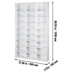 Media Storage Cabinet, 9-layer DVD Shelf Holds up to 756 CDs, Adjustable CD Shelves 27 Compartments, Protects & Organizes Music, Movie, Video Games or Memorabilia Collections,White