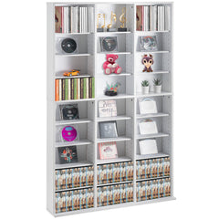 Media Storage Cabinet, 9-layer DVD Shelf Holds up to 756 CDs, Adjustable CD Shelves 27 Compartments, Protects & Organizes Music, Movie, Video Games or Memorabilia Collections,White