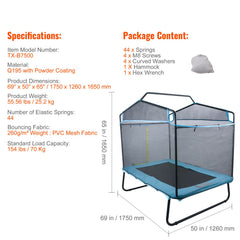 6FT Trampoline for Kids, 72" Indoor/Outdoor Toddlers Trampoline, Mini Baby Trampoline with Safety Enclosure Net, Gymnastics Bar, Hammock, Recreational Trampoline Birthday Gift for 3+ Years Kids