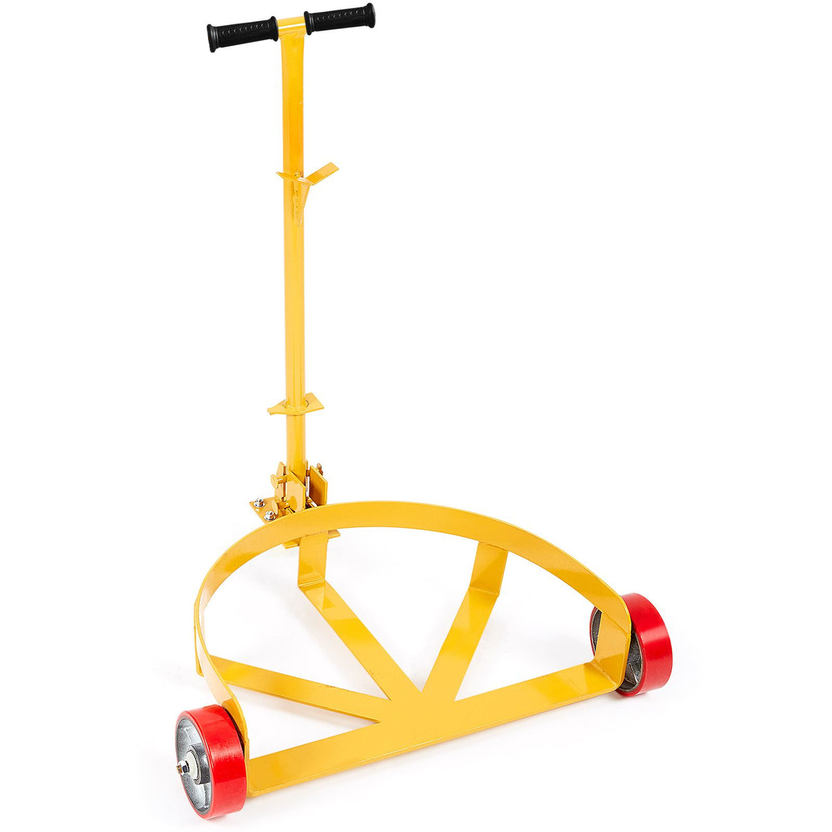 250L Drum Dolly, 544 kg Load Capacity, Barrel Dolly Cart Drum Caddy Round Dolly Steel Low Profile, Heavy Duty Steel Frame with Adjustable Handle 3 Wheels, for Workshop Factory Warehouse
