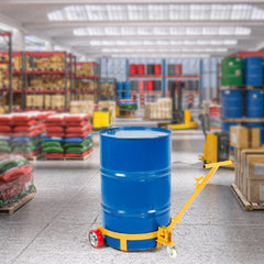 250L Drum Dolly, 544 kg Load Capacity, Barrel Dolly Cart Drum Caddy Round Dolly Steel Low Profile, Heavy Duty Steel Frame with Adjustable Handle 3 Wheels, for Workshop Factory Warehouse