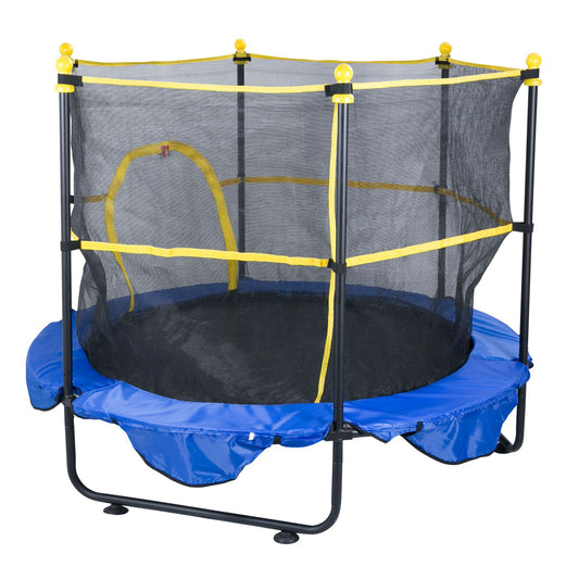 5FT Trampoline for Kids, 60" Indoor Outdoor Trampoline with Safety Enclosure Net, Basketball Hoop and Ocean Balls, Mini Toddler Recreational Trampoline Birthday Gifts for 3+ Years Kids