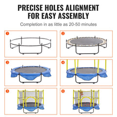 5FT Trampoline for Kids, 60" Indoor Outdoor Trampoline with Safety Enclosure Net, Basketball Hoop and Ocean Balls, Mini Toddler Recreational Trampoline Birthday Gifts for 3+ Years Kids