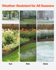 Steel Landscape Edging, 5 Packs 990 x 181 mm Rust-Resistant Metal Landscape Edging, Bendable Garden Edging Border, Heavy Duty Lawn Edging, Easy-to-Install, Flower Bed Yard Pathway Divider Brown