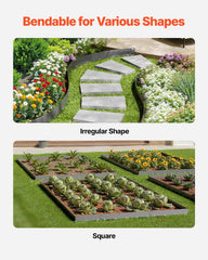 Steel Landscape Edging, 5 Packs 990 x 181 mm Rust-Resistant Metal Landscape Edging, Bendable Garden Edging Border, Heavy Duty Lawn Edging, Easy-to-Install, Flower Bed Yard Pathway Divider Dark Gray